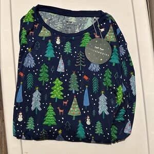 NWT Little Sleepies | Men's Blue Merry & Bright Bamboo Pajama Top Size Medium